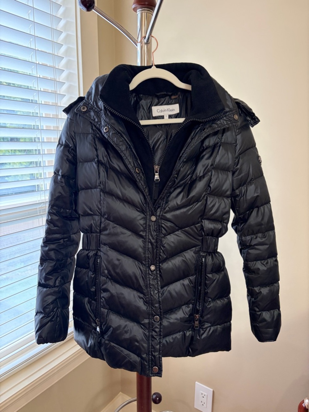 Calvin Klein Black Quilted Hooded Puffer Coat